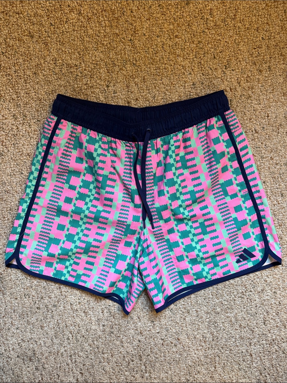 Adidas Men Pink & Green Swim Trunks